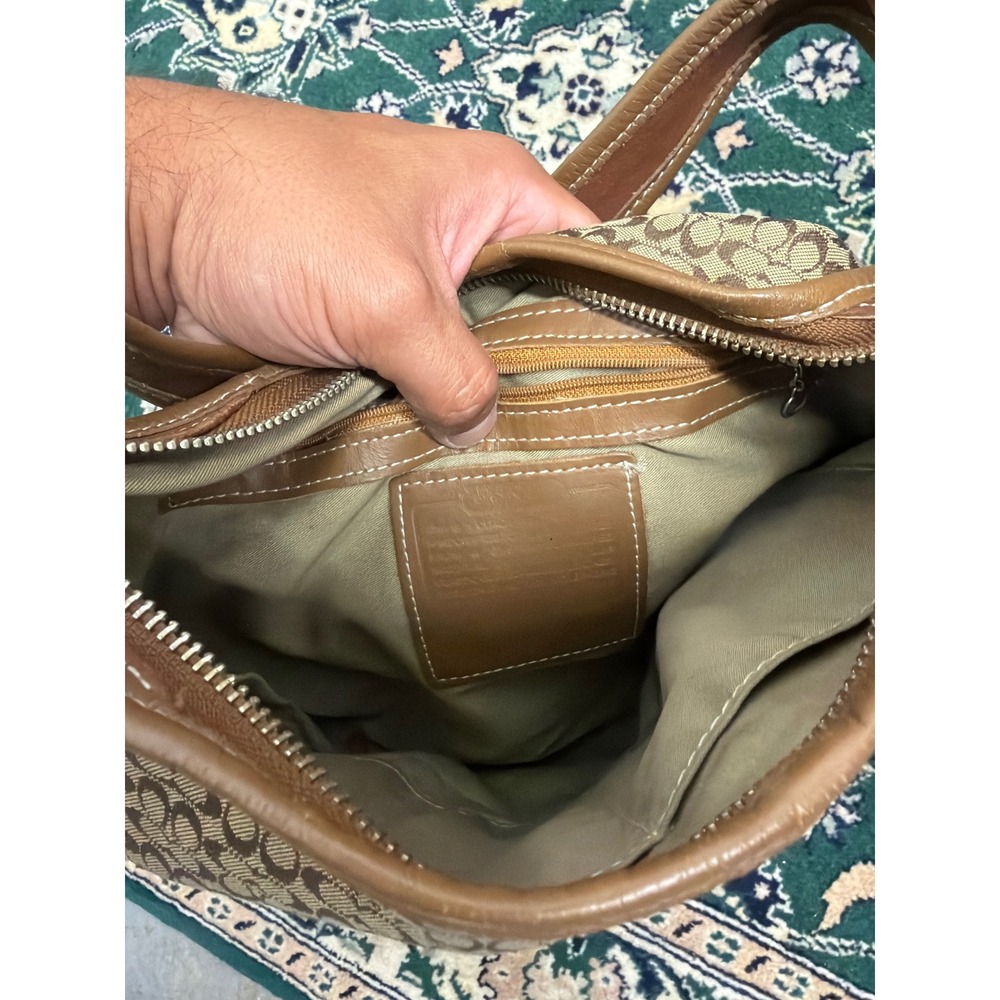 Coach Ergo Signature Jacquard Canvas Hobo Bag Tan Leather Trim 10764 - Picture 4 of 7